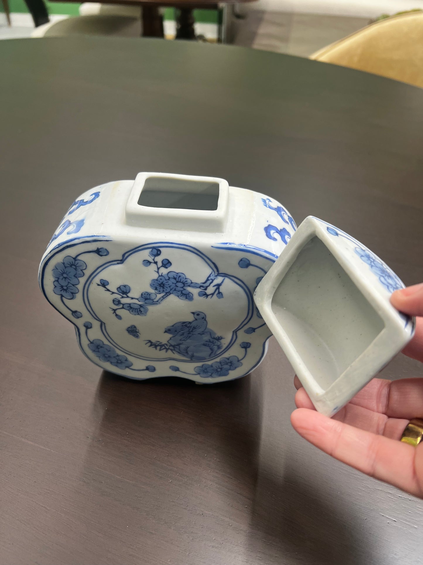 Blue & White Flower Shaped Jar
