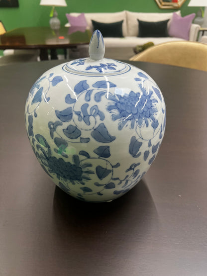 Chinese Blue White Porcelain Chrysanthemum Ginger Jar Mantle Urn