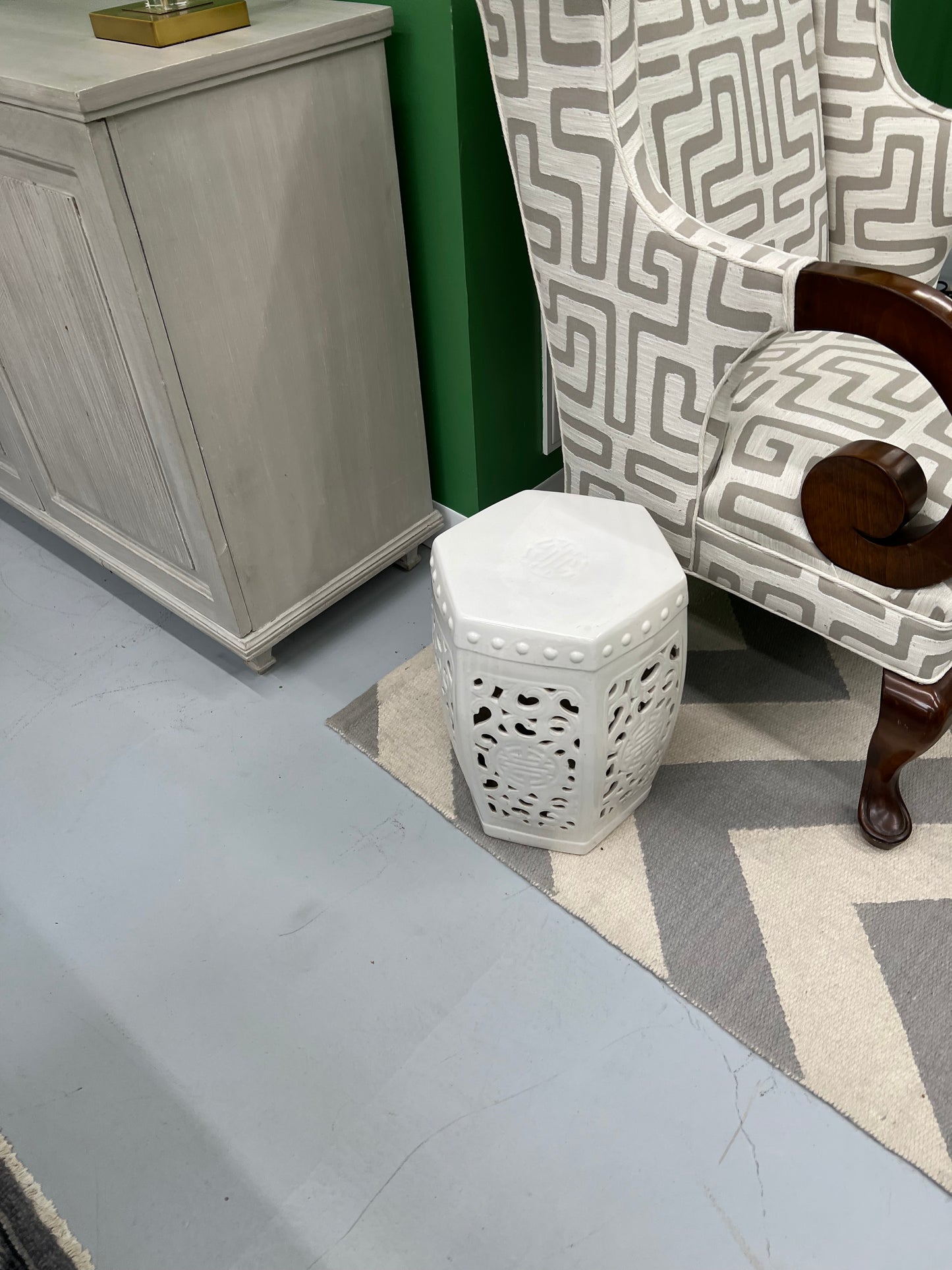 White Garden Stool