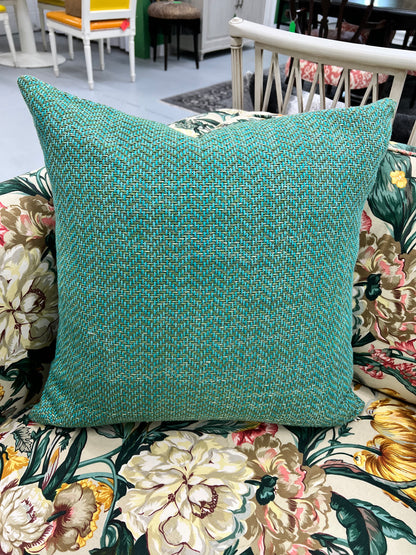 Teal & Green Woven Pillow