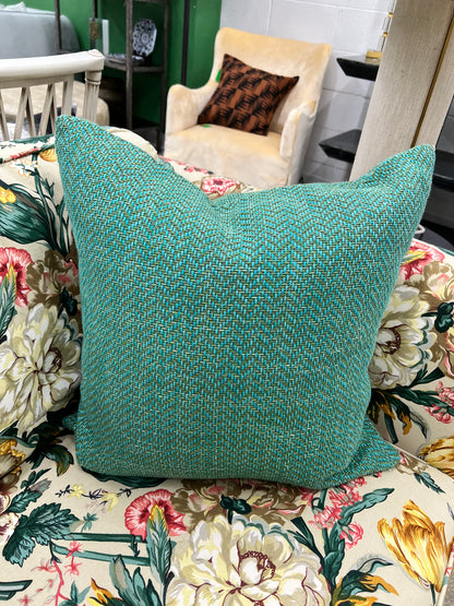 Teal & Green Woven Pillow