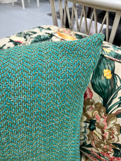 Teal & Green Woven Pillow