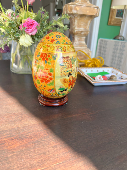 Large Oriental Ceramic Decorative Egg