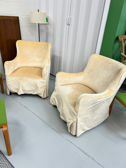 Light Yellow Velvet Club Chairs