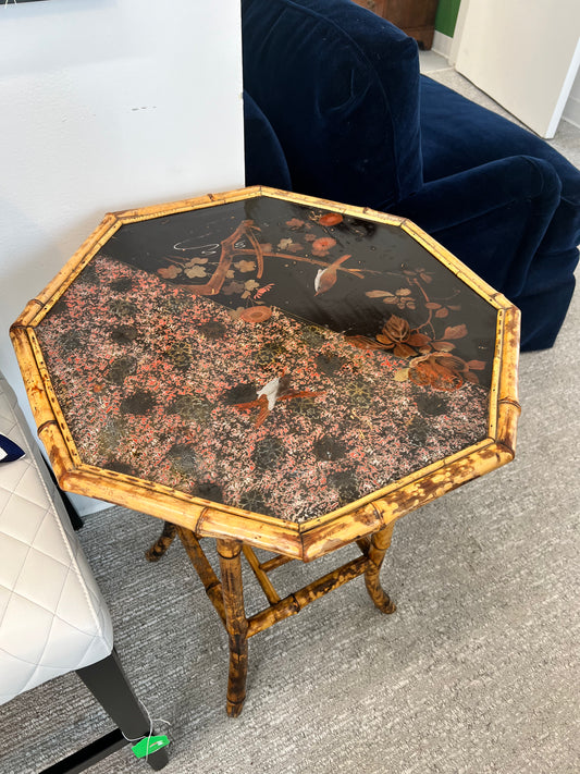 English Bamboo Painted Octagon Side Table