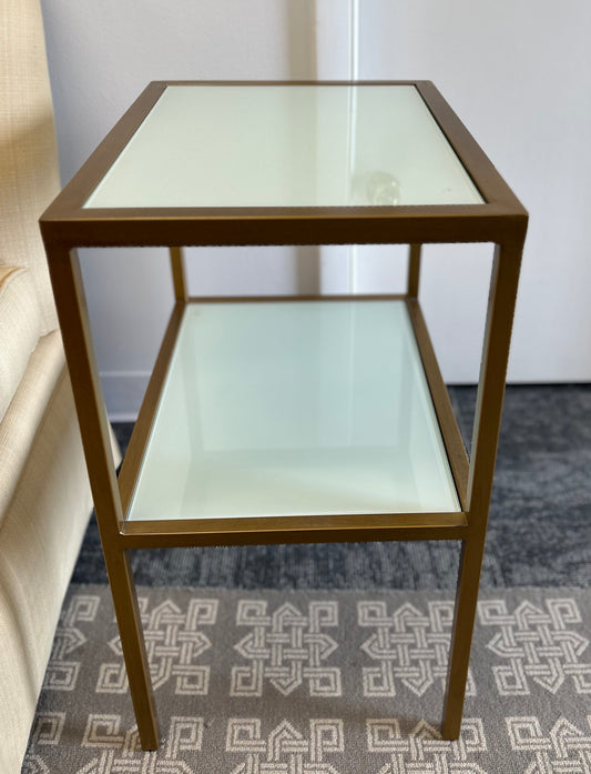 Brushed Brass And Frosted Glass Side Table