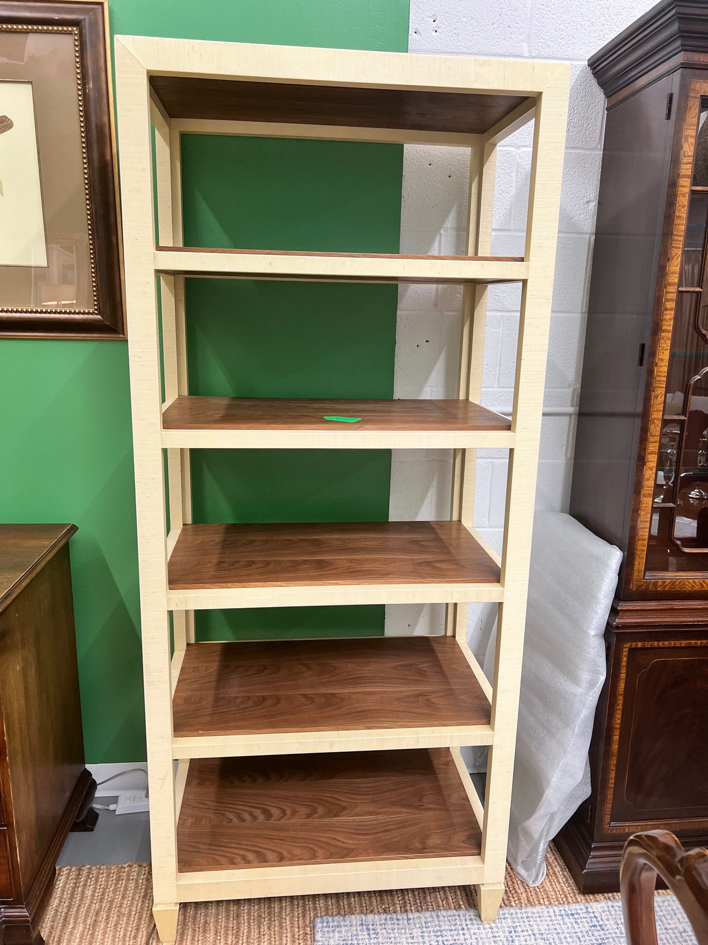 Custom Grass Cloth Bookshelf