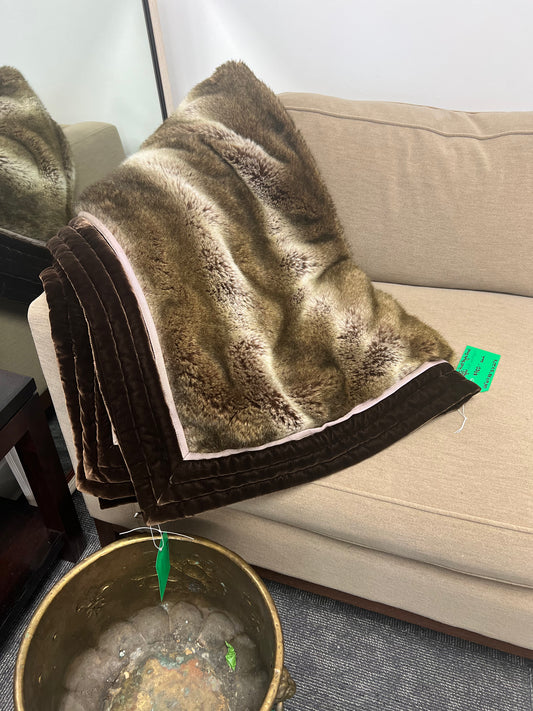 Faux Fur and velvet Brown Throw Blanket