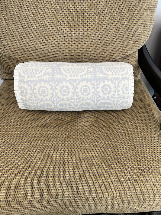 Light Blue And Cream Quadrille Bolster